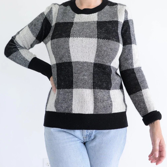 Banana Republic Black & White 61% Cotton 19% Mohair 8% Wool Crewneck Sweater  XS - Picture 1 of 12